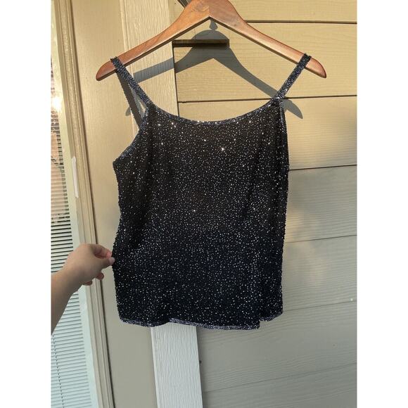 Vintage Cache Silk Beaded Sleeveless Blouse Size 8 - Picture 1 of 4